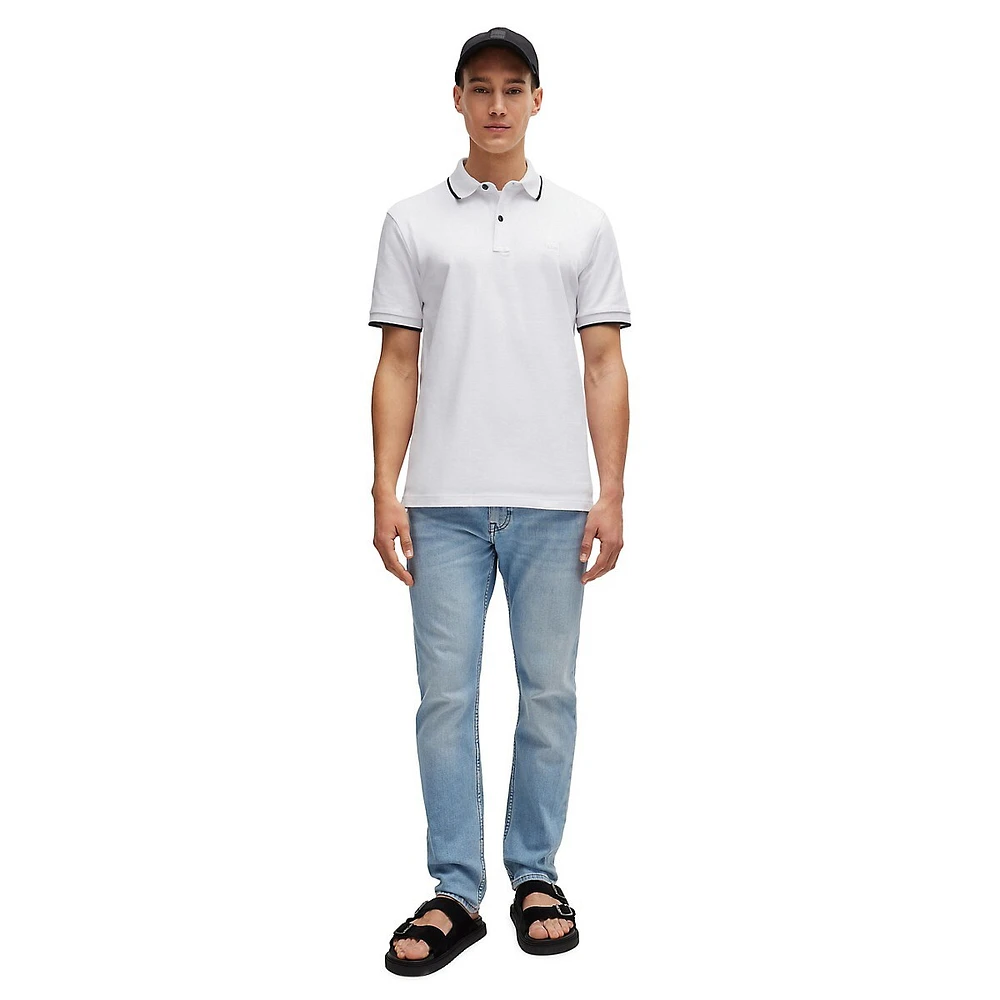 Slim-Fit Washed Stretch-Piqué Polo Shirt