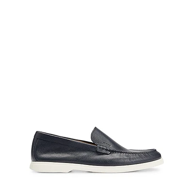 Men's Contrast-Sole Tumbled Leather Loafers