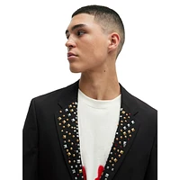 Slim-Fit Studded-Lapel Blazer