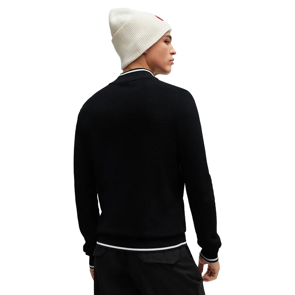 Quarter-Zip Textured-Knit Sweater