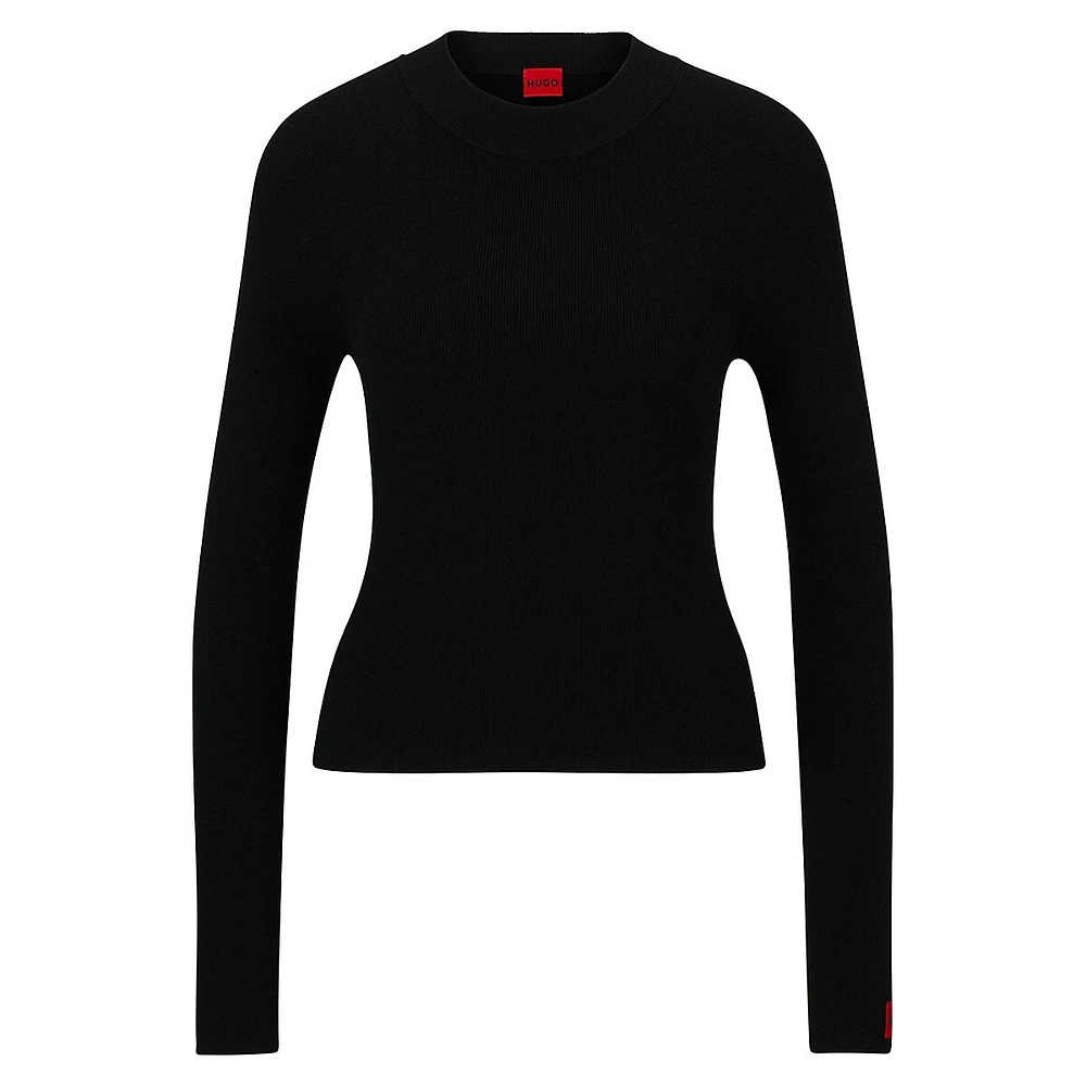 Slim-Fit Mockneck Ribbed Sweater