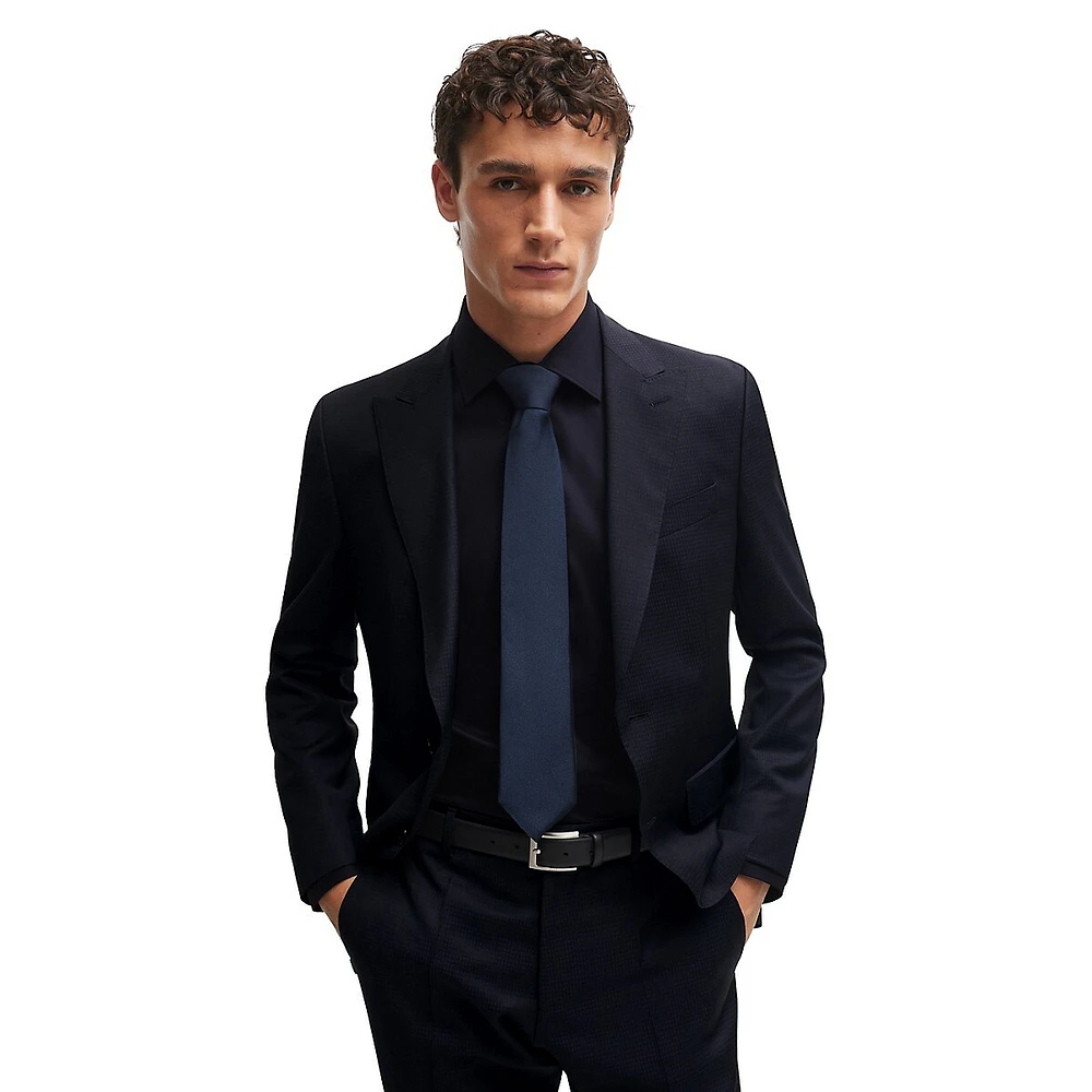 Slim-Fit Micro-Pattern Wool Suit