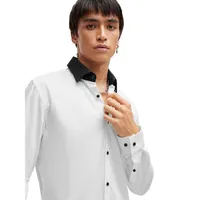 Slim-Fit Contrast-Collar Dress Shirt