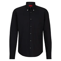 Slim-Fit Embellished-Collar Shirt
