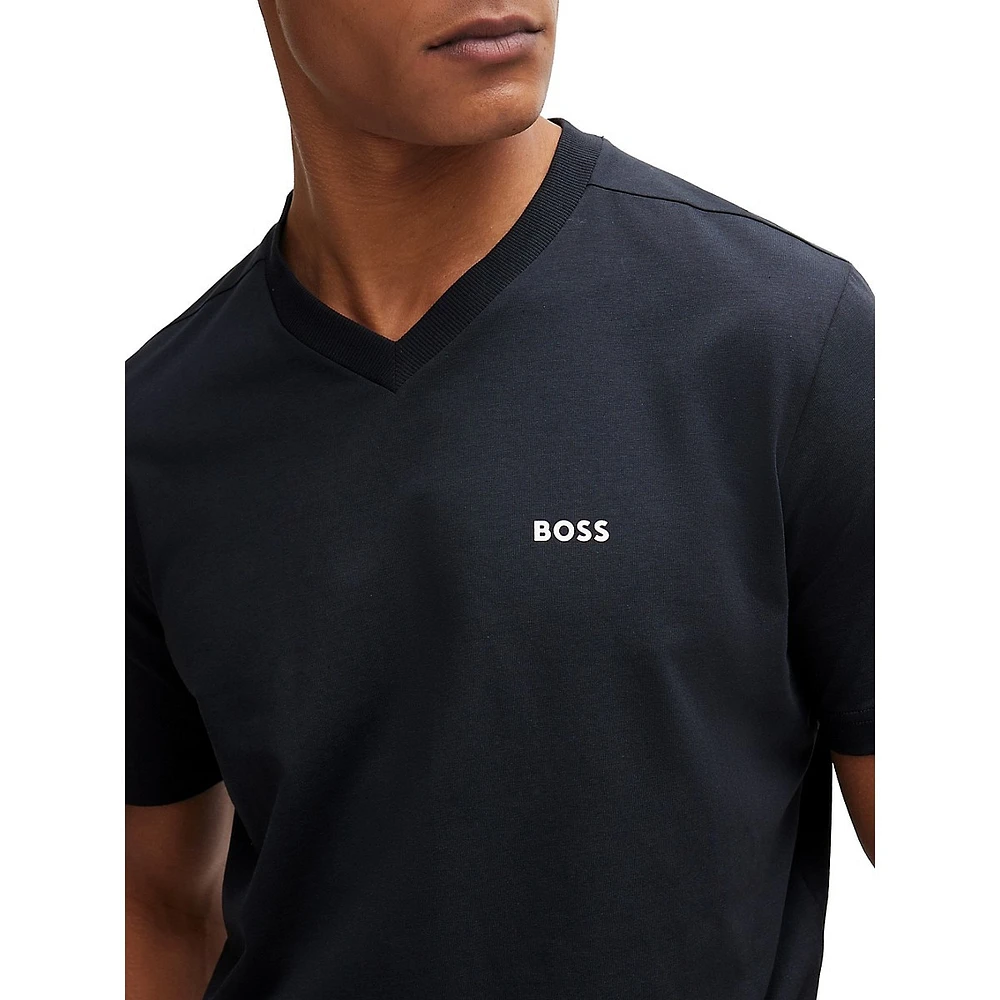 V-Neck T-Shirt With Contrast Logo