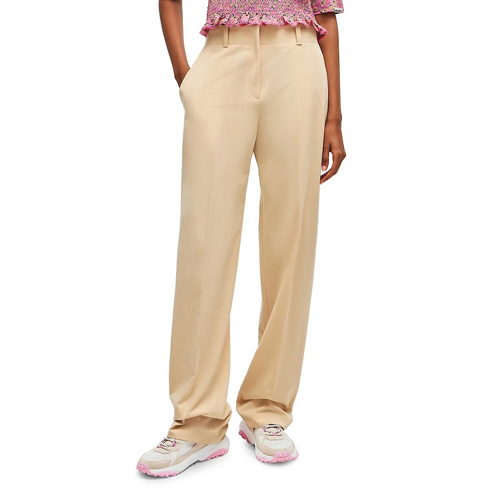 Regular-Fit Stretch Wide-Leg Pants