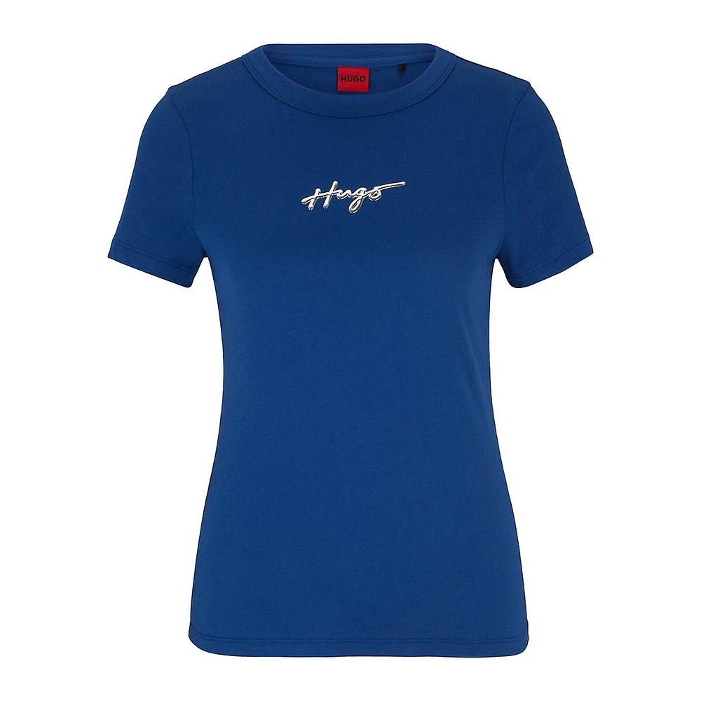 Script-Logo T-Shirt Cotton Jersey