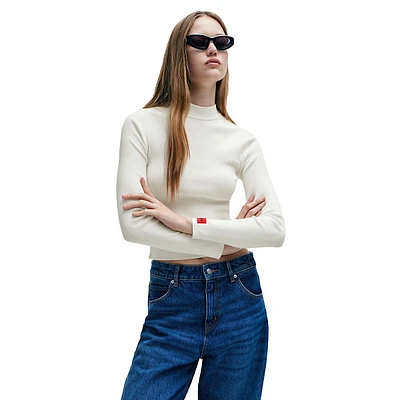 Slim-Fit Mockneck Ribbed Sweater