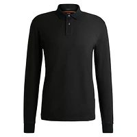 Slim-Fit Long-Sleeve Polo Shirt With Logo Patch