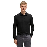 Slim-Fit Long-Sleeve Polo Shirt With Logo Patch