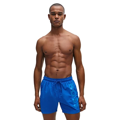 Vertical Logo-Print Quick-Dry Poplin Swim Shorts