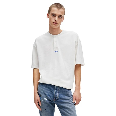 Loose-Fit Short-Sleeve Henley T-Shirt