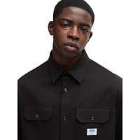 Loose-Fit Logo-Patch Twill Short-Sleeve Shirt