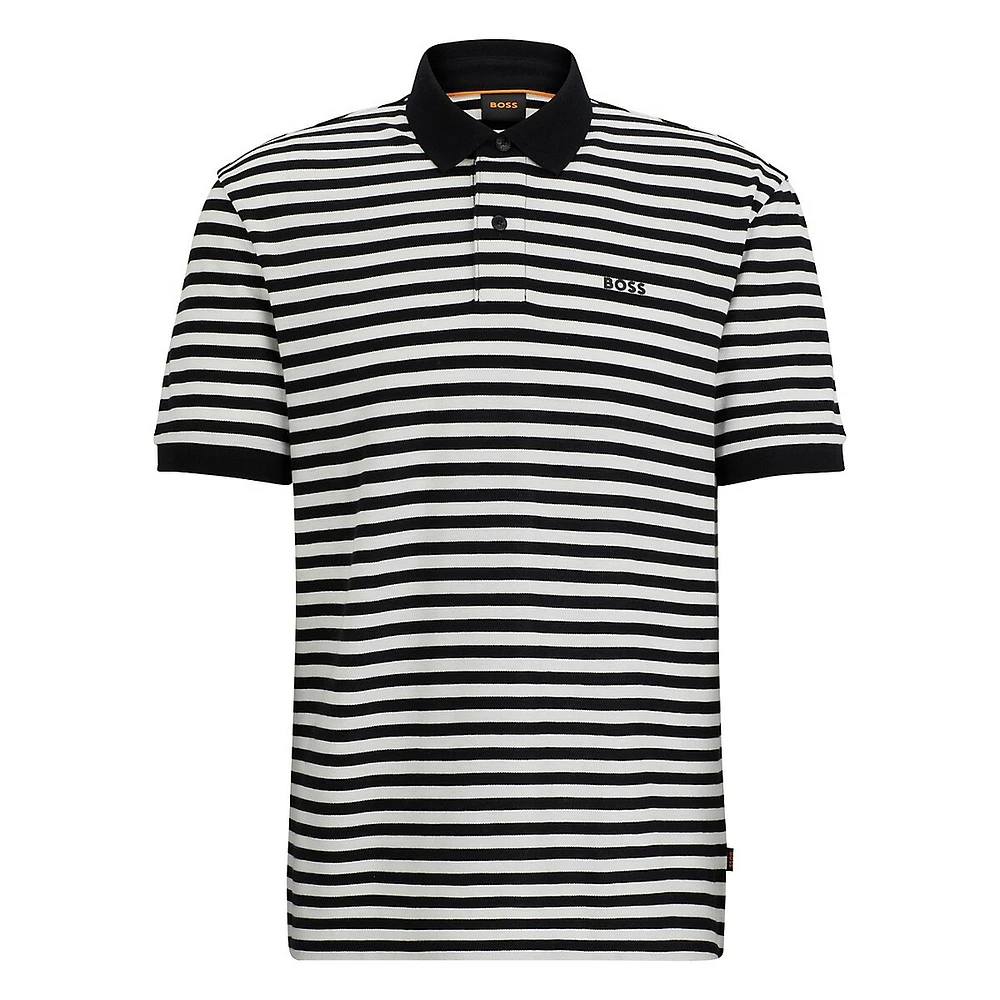 Striped Piqué-Knit Polo Shirt