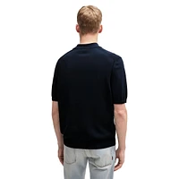 Organic Cotton-Blend Short-Sleeve Polo Sweater