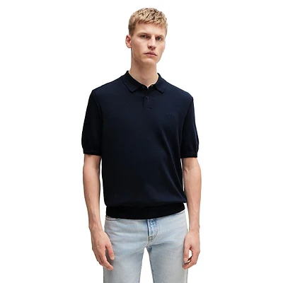 Organic Cotton-Blend Short-Sleeve Polo Sweater