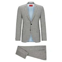 Extra Slim-Fit Linen-Look Patterned Suit