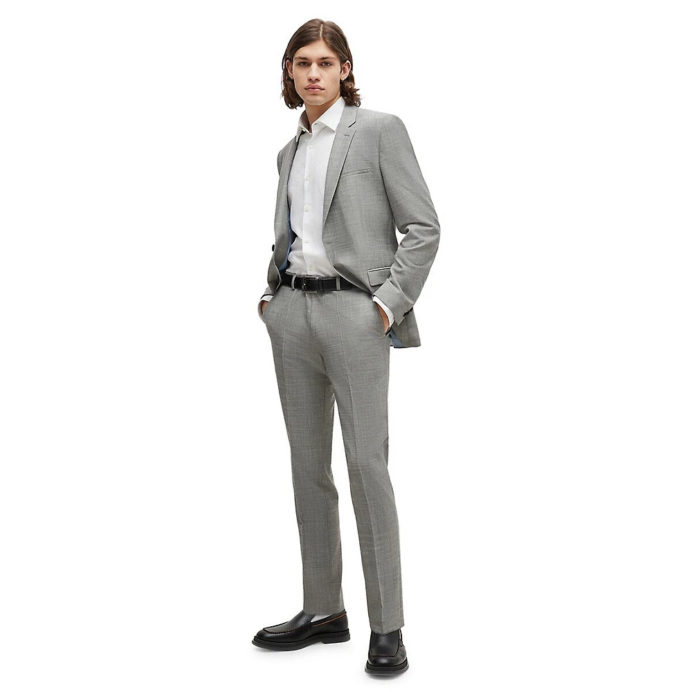 Extra Slim-Fit Linen-Look Patterned Suit