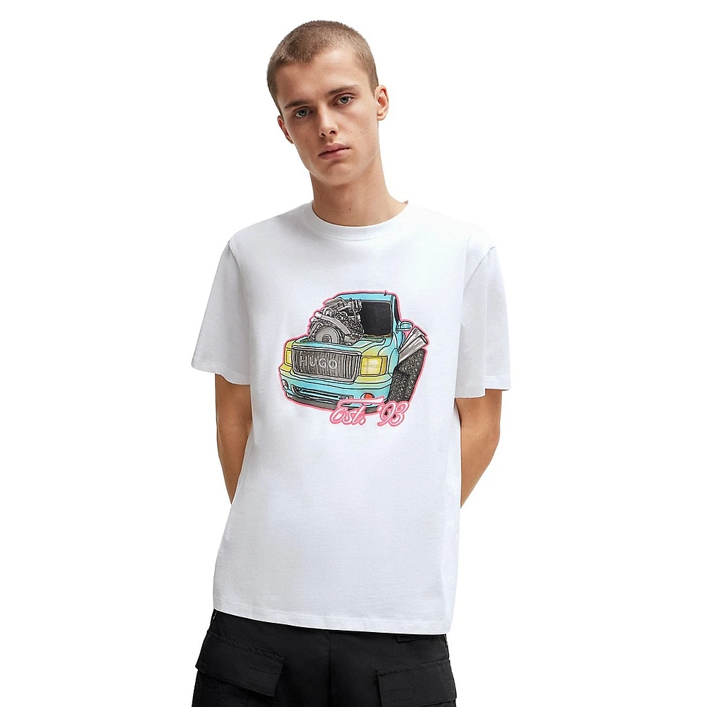 Relaxed-Fit Cotton ​Car Artwork T-Shirt