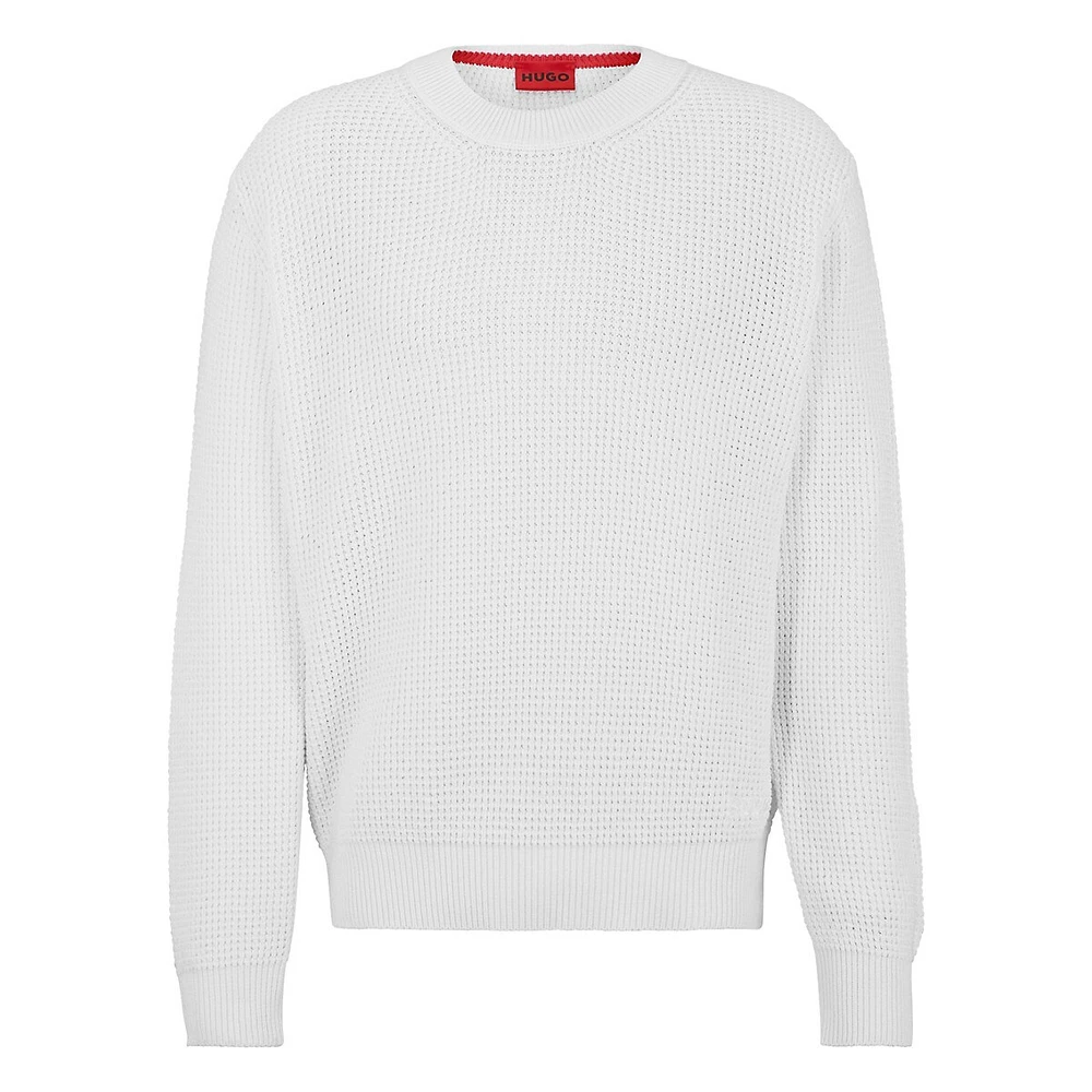 Relaxed-Fit Crewneck Sweater With Knitted Structure