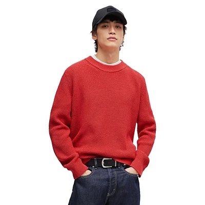 Relaxed-Fit Crewneck Sweater With Knitted Structure