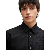 Extra Slim-Fit Jacquard-Woven Pattern Shirt