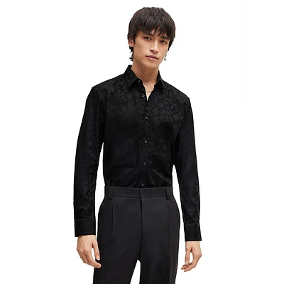 Extra Slim-Fit Jacquard-Woven Pattern Shirt