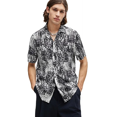 Relaxed-Fit Abstract-Print Short-Sleeve Shirt