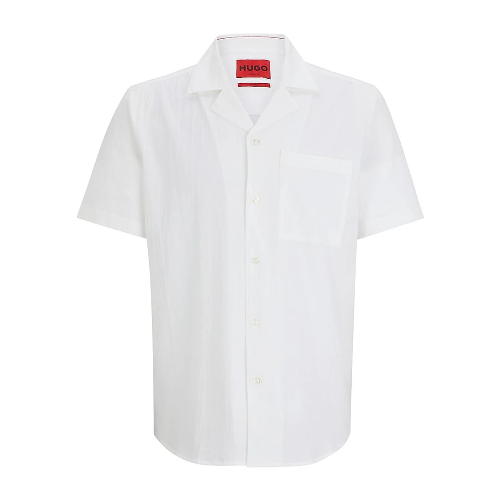 Relaxed-Fit Stretch-Cotton Seersucker Short-Sleeve Shirt