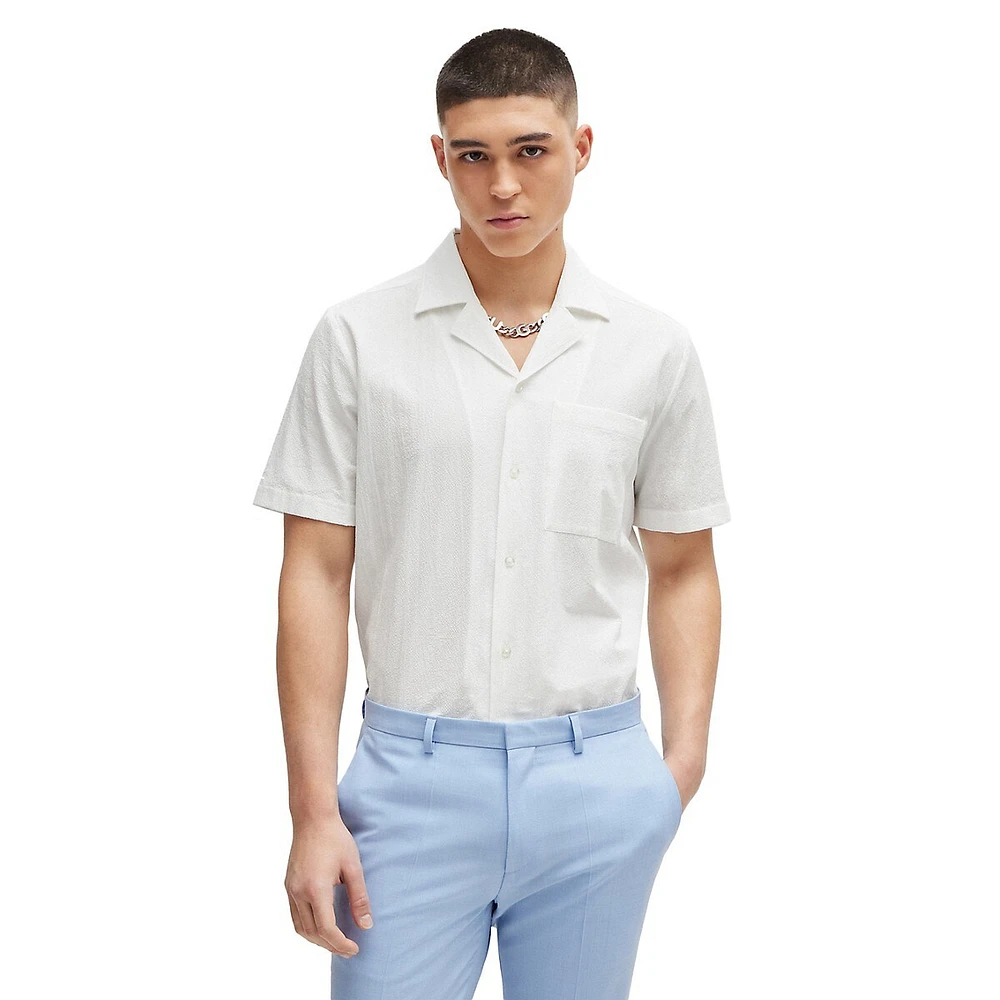 Relaxed-Fit Stretch-Cotton Seersucker Short-Sleeve Shirt