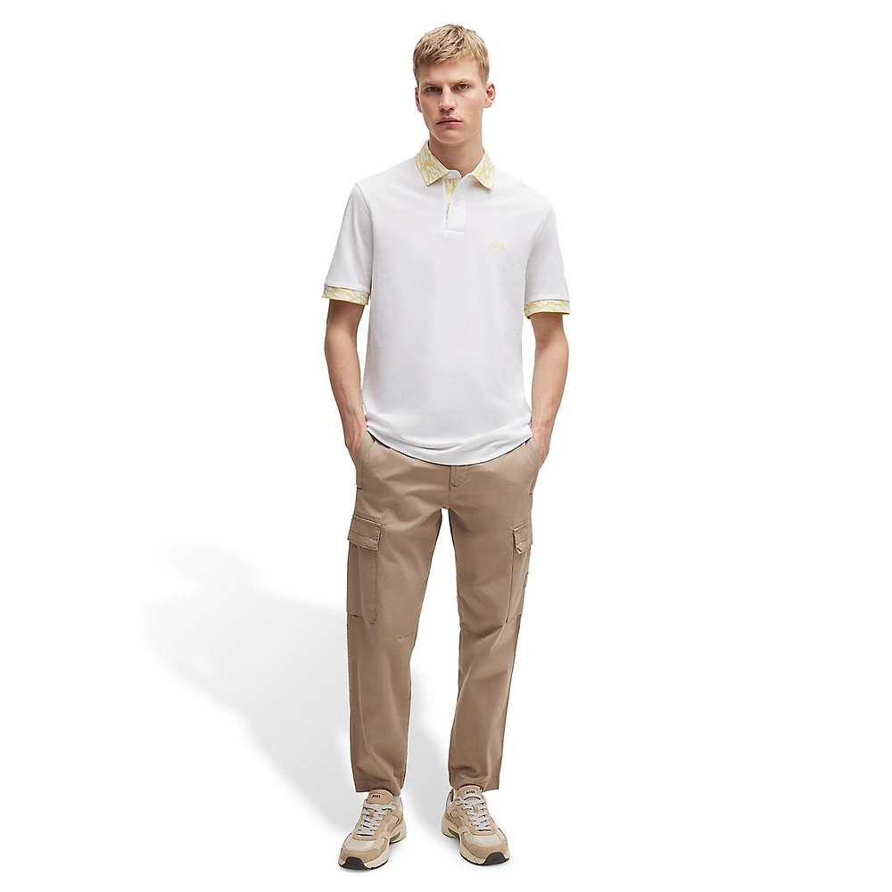 Print-Trim Piqué-Knit Polo Shirt