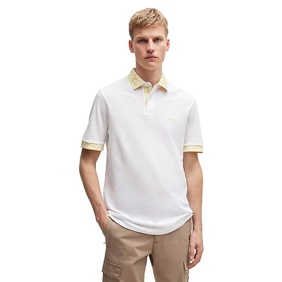 Print-Trim Piqué-Knit Polo Shirt