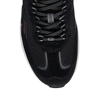 Men's Mesh-Trim Leather Sneakers