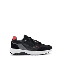 Men's Mesh-Trim Leather Sneakers