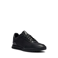 Men's Textured Sneakers With Leather Trim