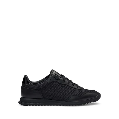 Men's Textured Sneakers With Leather Trim