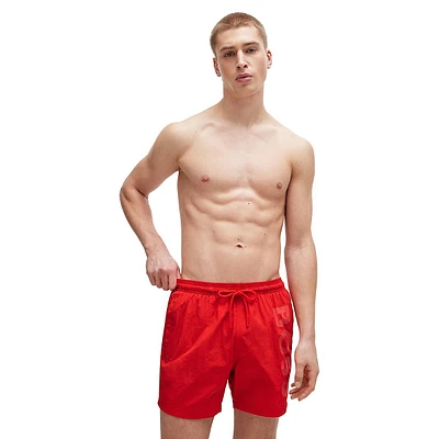 Vertical Logo-Print Quick-Dry Poplin Swim Shorts