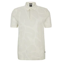 Monstera Leaf-Pattern Slim-Fit Polo Shirt