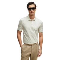 Monstera Leaf-Pattern Slim-Fit Polo Shirt