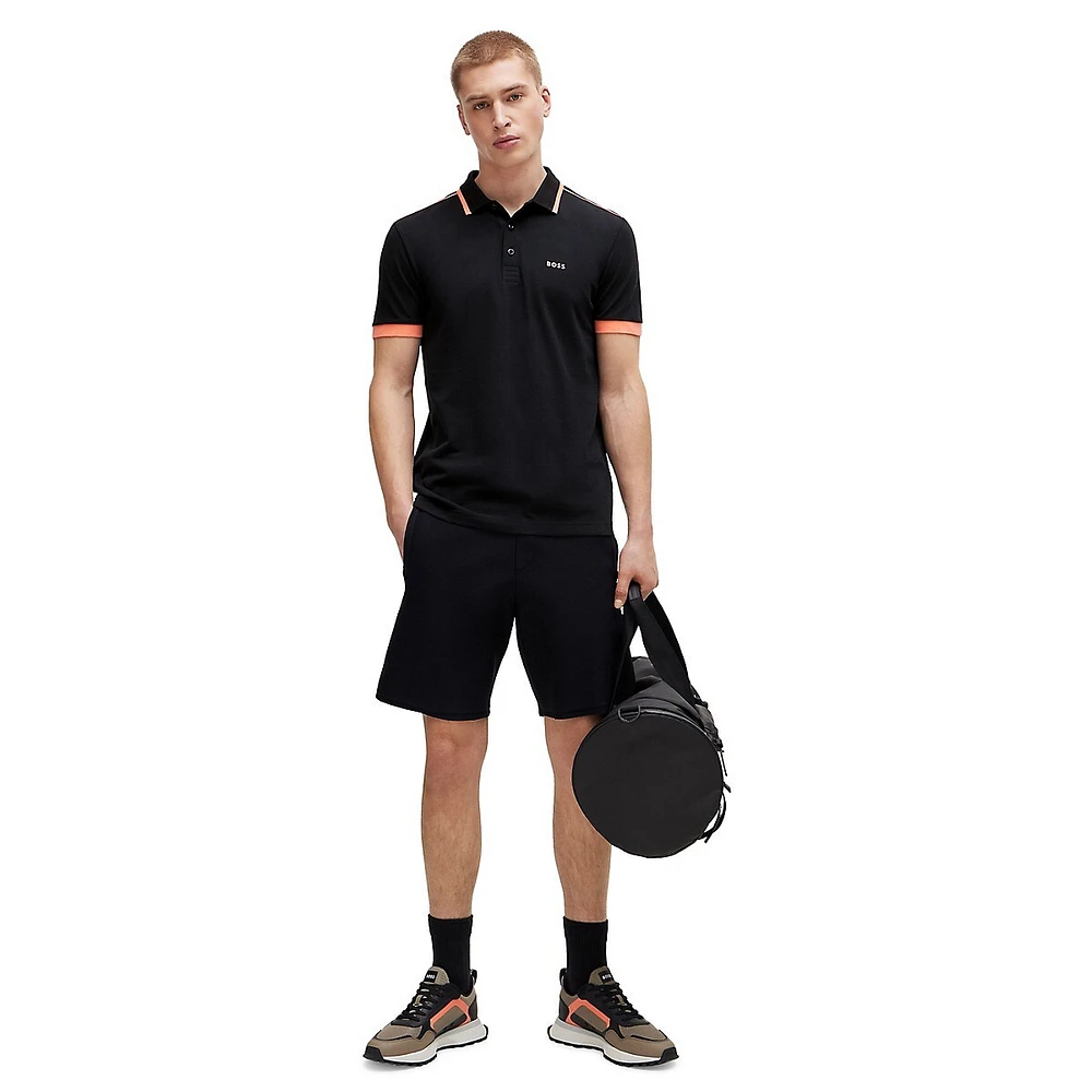 Contrast-Striped Piqué-Knit Polo Shirt