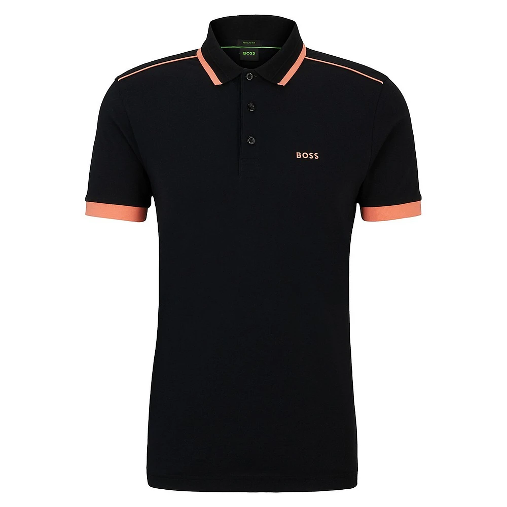 Contrast-Striped Piqué-Knit Polo Shirt