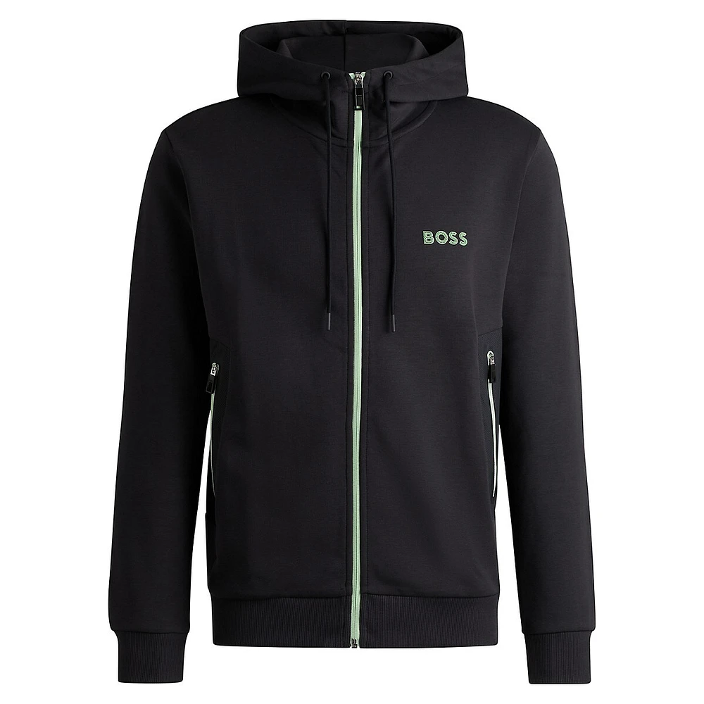 Saggy Zip-Up Hoodie With 3D-Moulded Logo