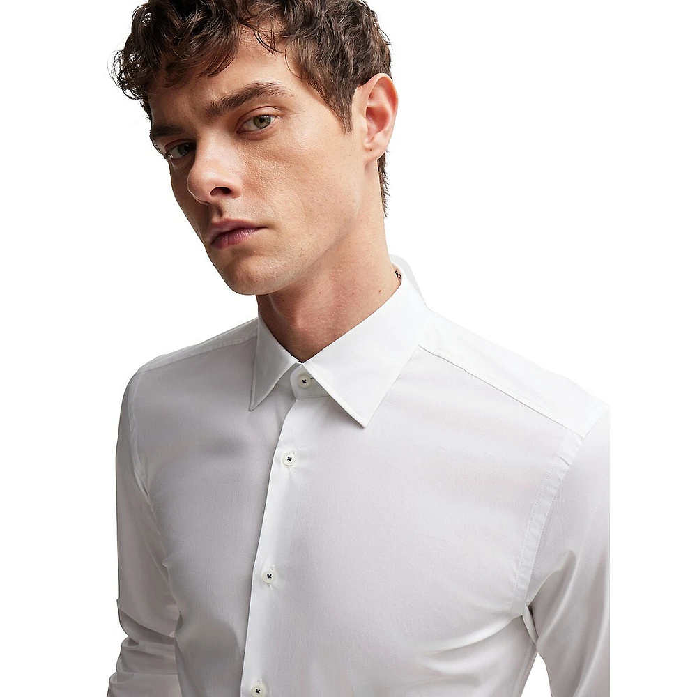 Slim-Fit Easy-Iron Stretch-Cotton Poplin Dress Shirt