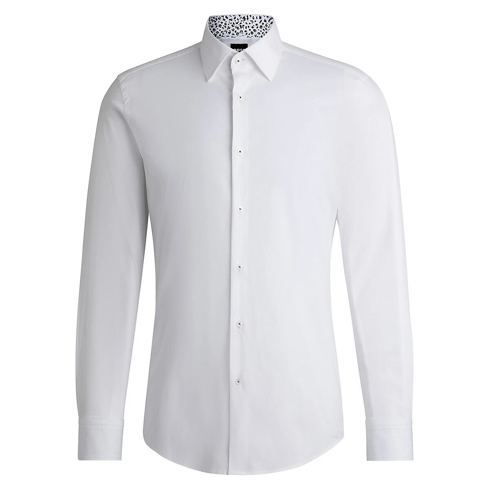 Slim-Fit Easy-Iron Stretch-Cotton Poplin Dress Shirt