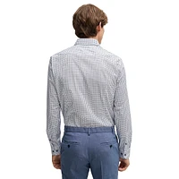 Slim-Fit Dress Shirt Geometric-Printed Stretch-Cotton Poplin