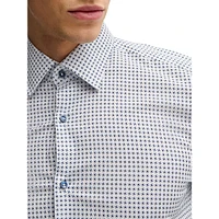 Slim-Fit Dress Shirt Geometric-Printed Stretch-Cotton Poplin