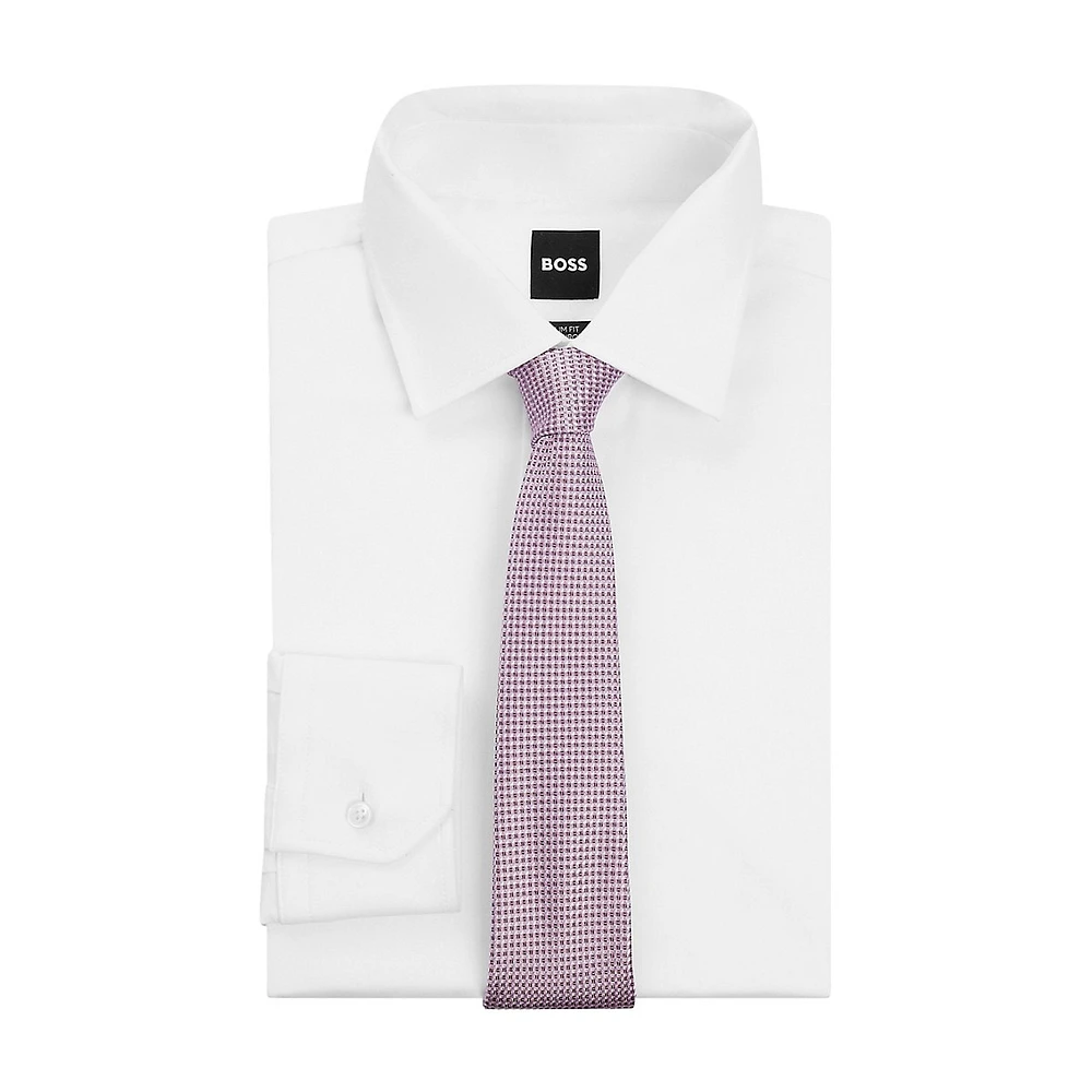 Micro-Jacquard Pattern Silk Classic-Cut Tie