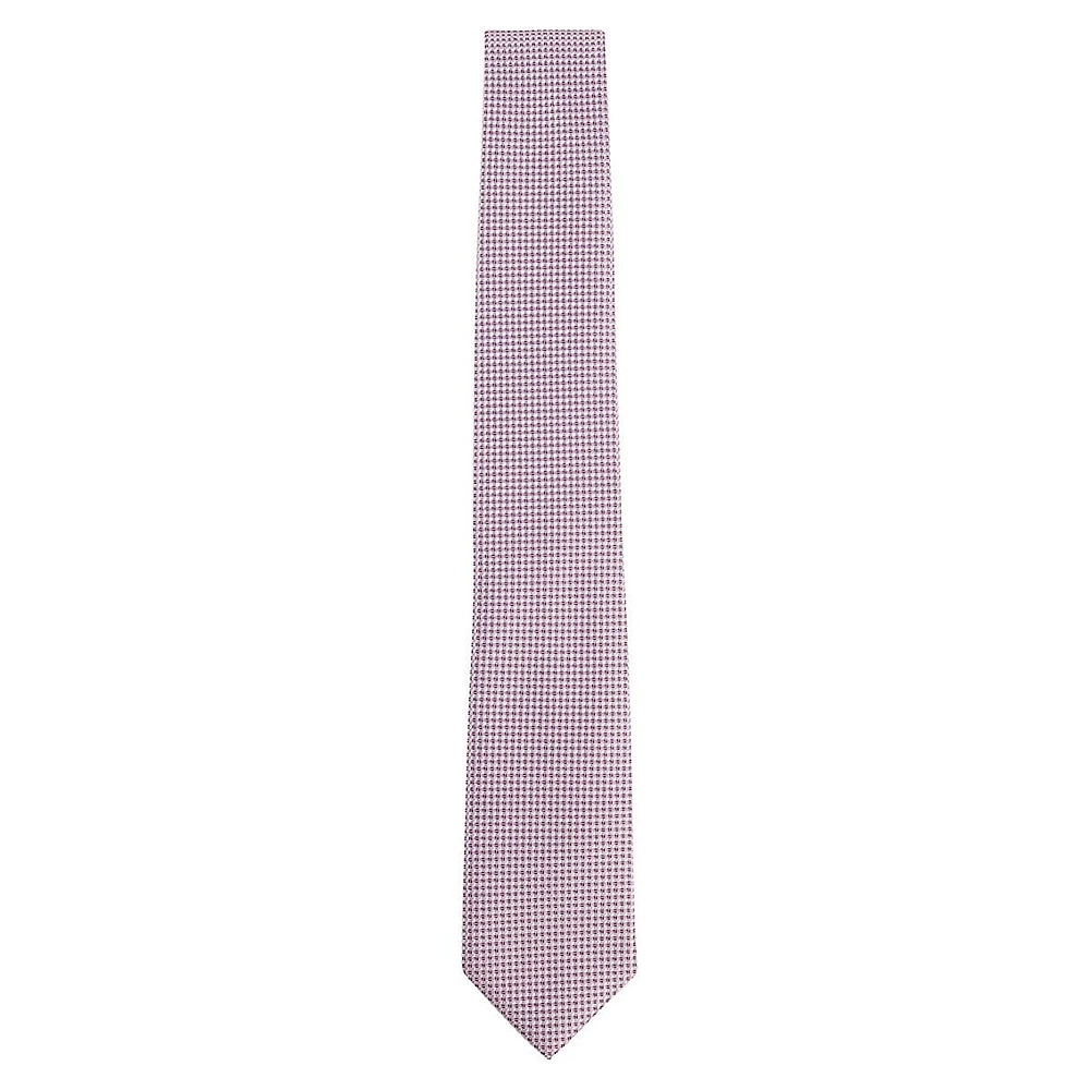 Micro-Jacquard Pattern Silk Classic-Cut Tie