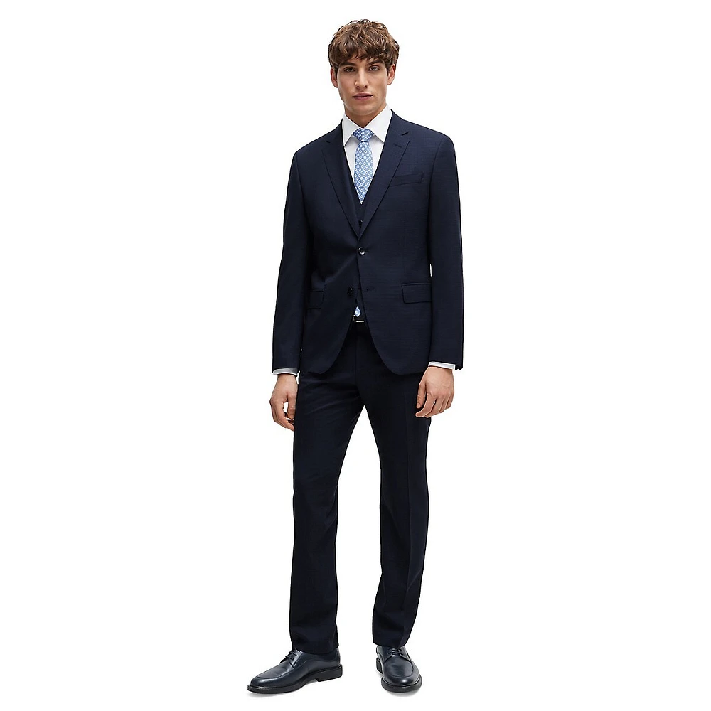 Slim-Fit Patterned Stretch-Wool 3-Piece Suit