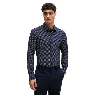 Slim-Fit Shirt Printed Performance-Stretch Material